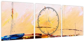 Obraz - Maľba loďou (s hodinami) (90x30 cm)