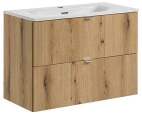 Závesná skrinka Nova Oak II so zápustným umývadlom 80 cm dub coast evoke