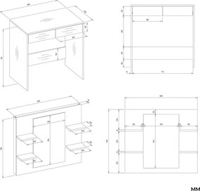 Toaletní stolek Marina 81 cm se zrcadlem kašmírový