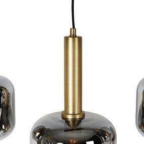 Inteligentné závesné svietidlo čierne so zlatom a dymovým sklom oválne s 5 svetlami vrátane 5 Wifi A60 - Zuzanna