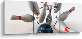 Obraz - Bowling (s hodinami) (90x30 cm)