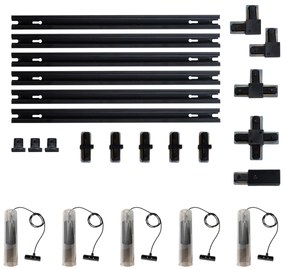Moderný koľajnicový systém s 5 čiernymi závesnými svetlami 1-fázový - Iconic Lloyd