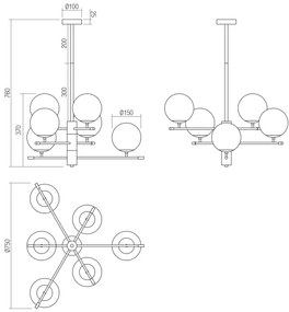 Redo 01-2950 - Luster na tyči ESSENTIAL 6xE14/28W/230V