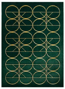 Koberec EMERALD exkluzívny 1010 glamour, kruhy  zeleno / zlatý