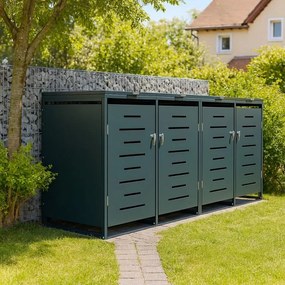 Kovový prístrešok pre 4 popolnice, antracit, 264×116×80 cm