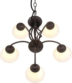 Tmavohnedé závesné svietidlo so skleneným tienidlom ø 60 cm Rustica – Trio