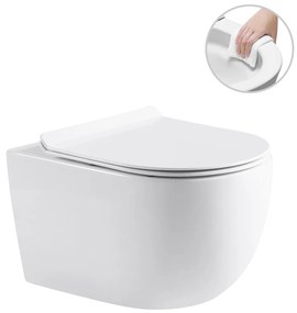 Cerano Felci, závesná WC misa Rimless 525x360x355 mm + UF toaletné sedátko, biela lesklá, CER-CER-417377
