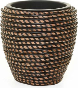 Interiérový kvetináč MASTELLO, ratan, 24x24 cm, natur/čierna