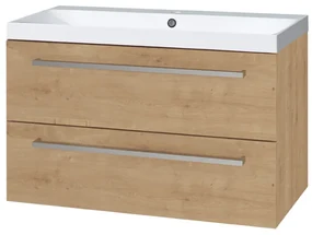 Mereo Mereo, Bino, kúpeľňová skrinka s umývadlom z liateho mramoru 101 cm, biela, dub, MER-CN622M