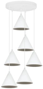 Závesné svietidlo Soho, 6x biele kovové tienidlo, o