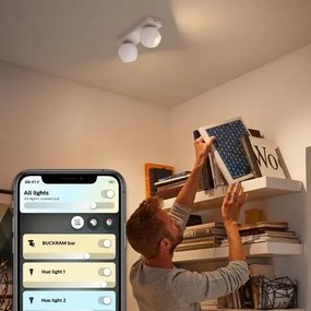 PHILIPS HUE Nástenné / stropné LED inteligentné bodové osvetlenie HUE BUCKRAM, 2xGU10, 5W, teplá biela-studená b