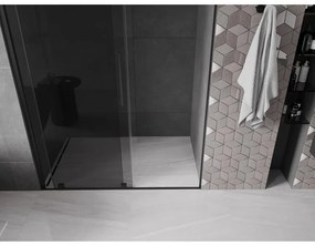 Mexen Velar, posuvné sprchové dvere do otvoru 150 cm, 8mm šedé sklo, čierna matná, 871-150-000-41-70