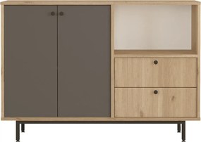 Skrinka na mikrovlnku Houseland Royce 02 dub Castello/antracitovo šedá