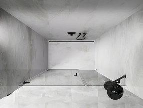 Mexen Lunar-B, Otočné ľavé sprchové dvere 115 cm, 8mm číre sklo, brúsený grafit profil, 832S-115-050-66-00-L