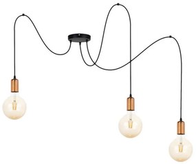 Luster na lanku MIROS 3xE27/60W/230V pavúk čierna/medená