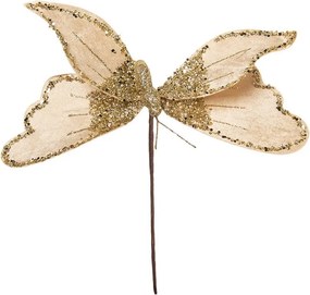 Vianočné dekorácie zápich zlatý motýľ - 11*5*36 cm
