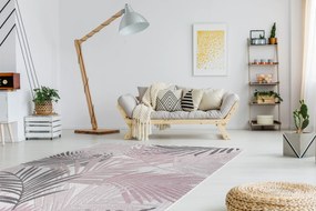 Koberec SISAL SION palmové listy, tropický 2837 ecru / ružový