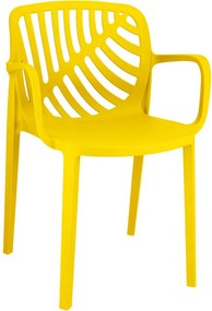 JU Plastová záhradná stolička, ochrana proti UV žiareniu, 79 x 52,2 x 55 cm, žltá
