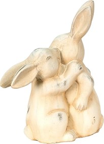Béžová antik dekorácia zamilovaní zajačikovia - 20*10*25 cm