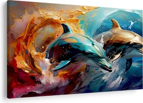 Obraz - Maľba delfínov (90x60 cm)