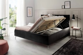 Čalúnená posteľ oliver s úložným priestorom 180 x 200 cm čierna MUZZA