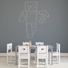 Veselá Stena Samolepka Minecraft krompáč Farba: šedá, Veľkosť: 100 x 84 cm