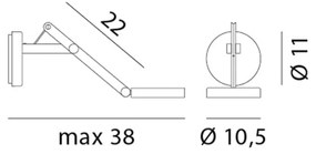 Rotaliana String W0 nástenné LED čierne/čierne