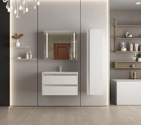 Erga Hana, zrkadlová galérka s LED osvetlením 80x70cm s integrovanou zásuvkou, biela, ERG-V05-HANA-8070-WH