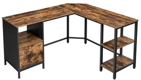 Rohový písací stôl, šuflík so závesným zakladačom, 75x150x137cm