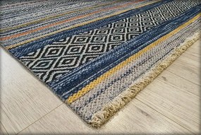 Pruhovaný koberec Banco 1049 – modrý viacfarebný dizajn Rozmer: 75x150 cm