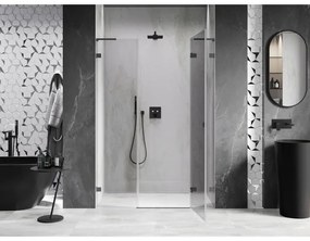 Mexen Lunar L, otočné sprchové dvere pravé 150 cm, 8mm číre sklo, grafitový profil, 834SL-150-050-95-00-P
