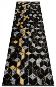 Dywany Łuszczów Behúň Gloss 400B 86 3D geometric black/gold - 80x200 cm