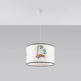 Detské závesné svietidlo Unicorn, 1x plastové tienidlo so vzorom, (fi 40cm)