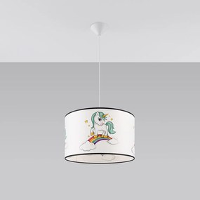 Detské závesné svietidlo Unicorn, 1x plastové tienidlo so vzorom, (fi 40cm)