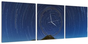 Obraz rotujúcich hviezd (s hodinami) (90x30 cm)