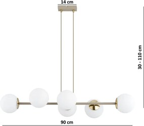 Brilagi - Luster na lankách MILO ECRU 6xE27/60W/230V béžová/zlatá