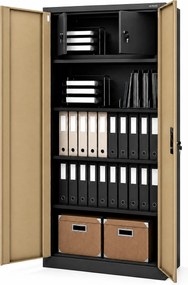 Kovová skriňa s úložným priestorom antracitová/orech, 900x1850x450 mm: TOMASZ Eco Design