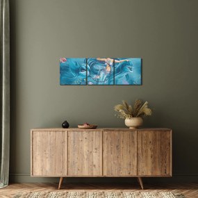 Obraz - Morská víla s delfínmi (s hodinami) (90x30 cm)