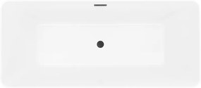 Mexen Velo Slim, voľne stojaca vaňa 170 × 75 cm, biela lesklá, čierny prepad, 52811707500-70