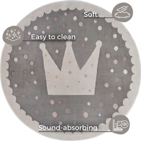 Hanse Home, Detský koberček Adventures 105969 Cream Grey kruh, 100x100 (priemer) kruh, šedá, detská izba