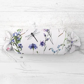 Biante Vankúš valec bonbon Sandra SA-429 Lúčne kvietky s vážkami 15x60 cm