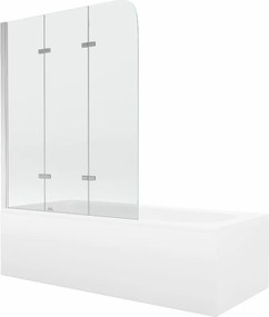 Mexen Vega obdĺžniková vaňa 160 x 70 cm s obkladom a 3-krídlovým zástenom 120 cm, transparentná, chróm