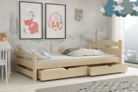 Detská posteľ z masívu borovice MAX so šuplíkmi - 200x90 cm - PRÍRODNÁ BOROVICA