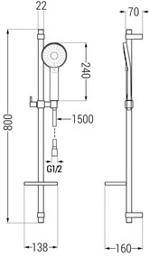 Mexen Pecos DQ40 sprchový set, chrómová - 72704DQ40-00