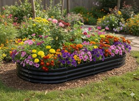 Garden Line ZÁHON NA ZELENINU A KVETINY 240 × 120 × 30 CM, OVALNÝ, ANTRACITOVÝ