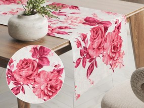 Biante Dekoračný behúň na stôl Leona LN-116 Červené ruže na režnom 20x180 cm