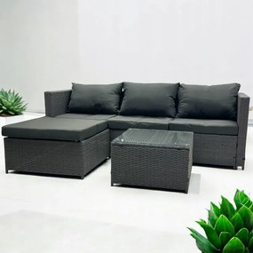 Súprava záhradného nábytku z technoratanu v sivej farbe