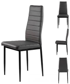Súprava 4 stoličiek do obývačky a jedálne s koženkou Eco-Leather, ergonomické operadlo, sivá