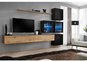 Obývacia stena Switch XIX Sklo +LED Wotan/čierna