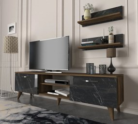 Obývacia stena AYDEN 150 cm orech/mramor